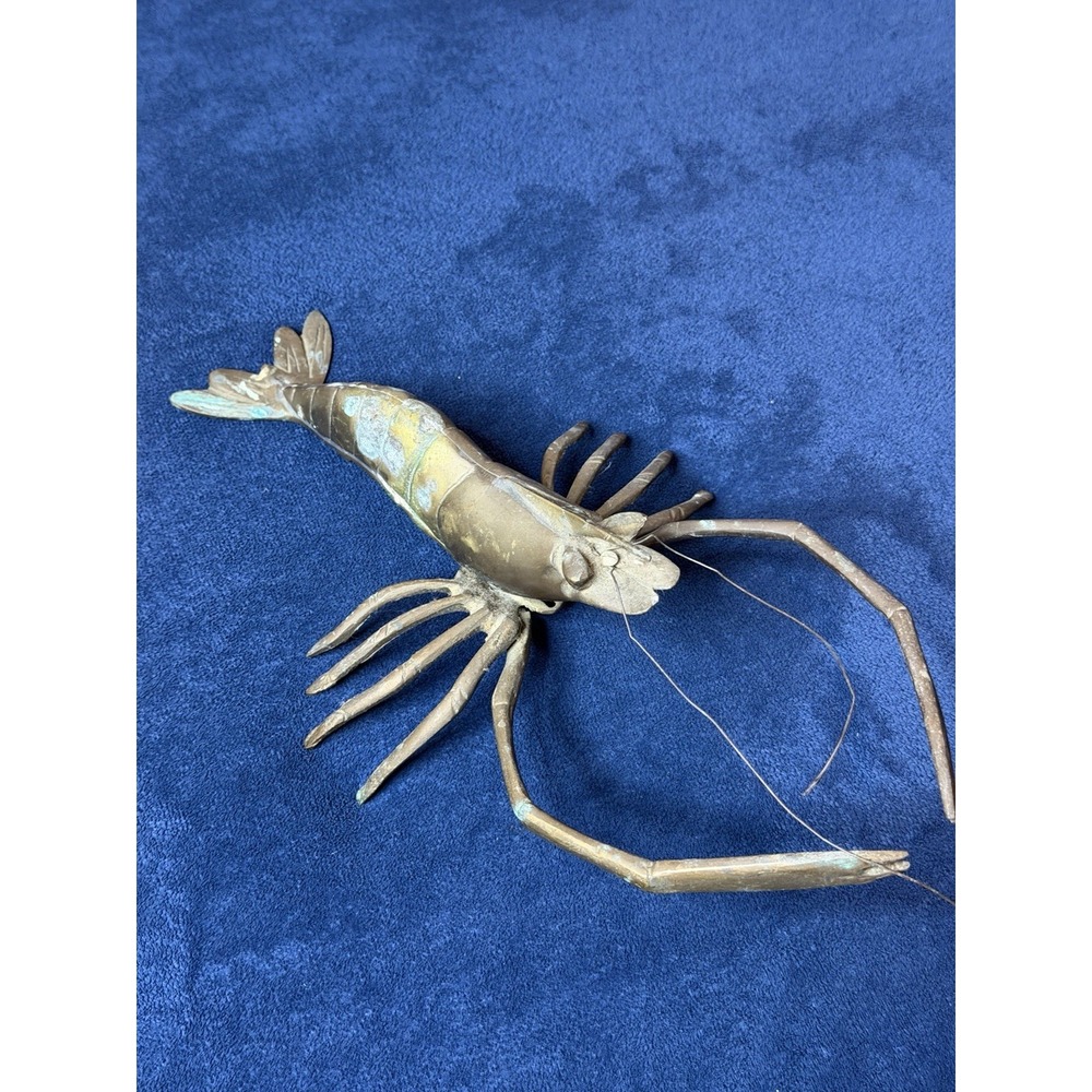 Vtg Brass Langoustine Norway Lobster Table Top Figurine Nautical Decor 10"